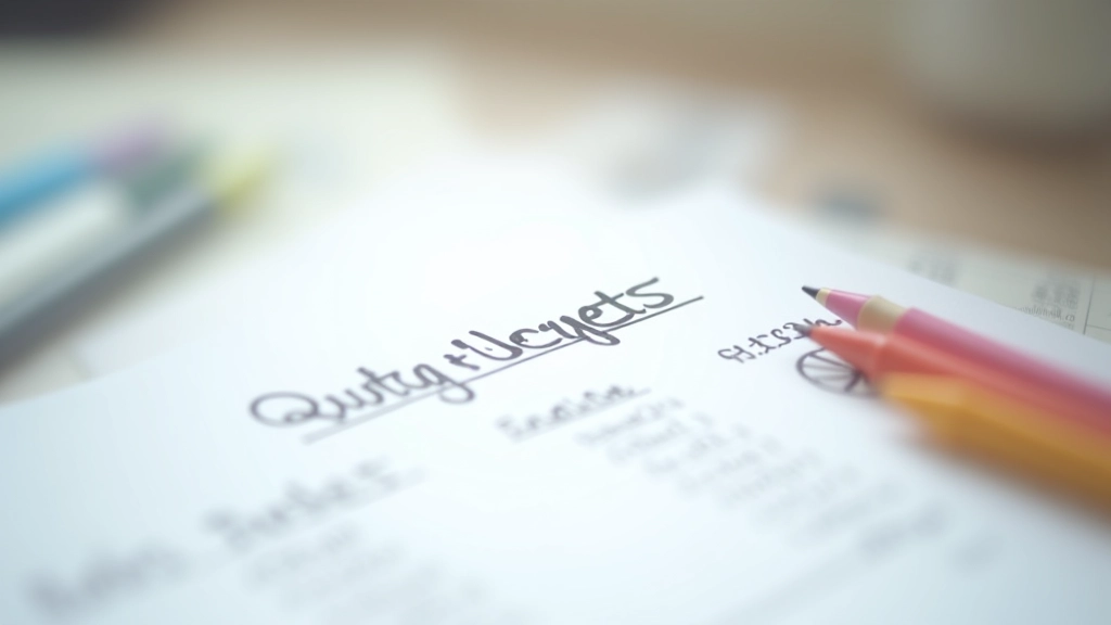 Handwritten budget calculations and pie chart on paper with colored pens