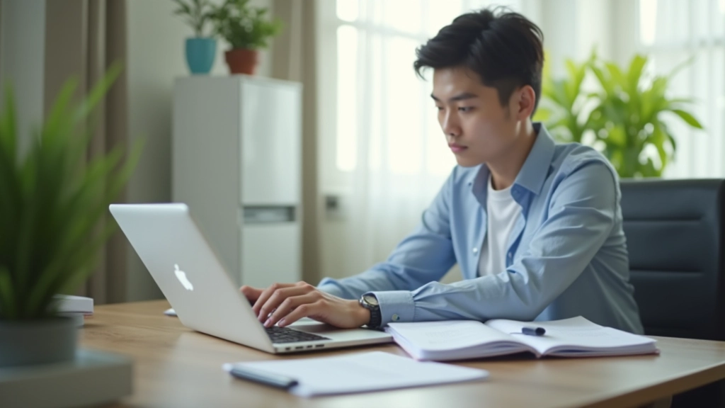 Person at laptop working on spreadsheet with financial planning documents spread across desk